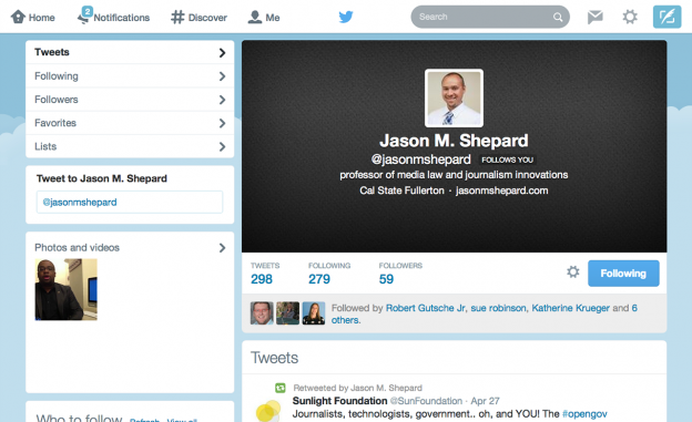 Jason Shepard Twitter简介的屏幕截图